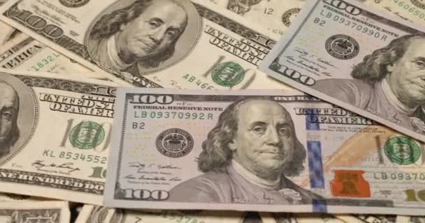 Nieuwe Oude 100 Dollar Bankbiljetten Roteren Achtergrond Patroon Van Amerikaanse — Stockvideo