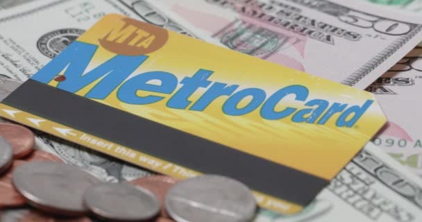 New York Usa April 2021 Nyc Metro Card Dollar Banknotes — 비디오