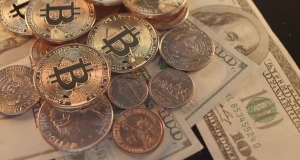 Банкноти Bitcoin Dollar Торгують Crypto Nft Сполучених Штатах Америки Dollar — стокове відео