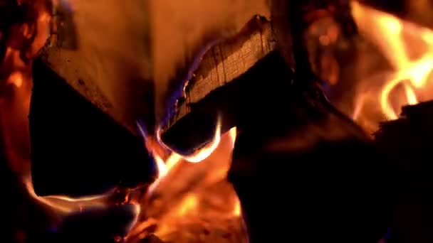 Primer Plano Del Fuego Ardiente Edificio Calefacción Llamas — Vídeos de Stock