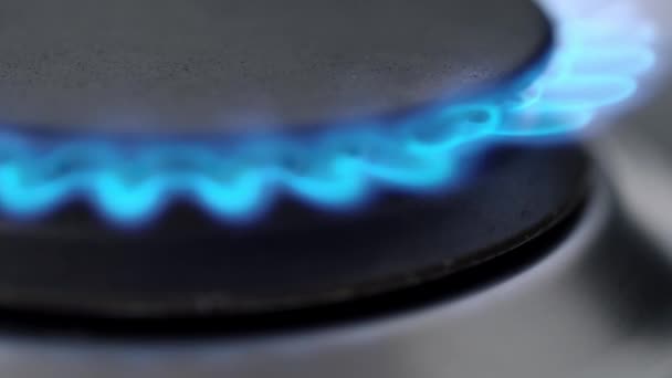 Világos Erős Kék Színű Kék Lángok Természetes Gáz Tűz — Stock videók