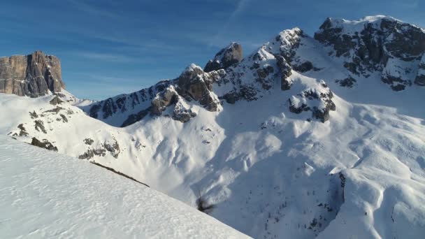 Snövinterlandskap Italienska Alperna Vackra Dolomiter Nära Cortina — Stockvideo
