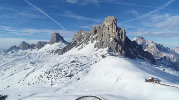 Antenne Hoch Oben Den Dolomiten Über Dem Passo Giau Italien — Stockvideo