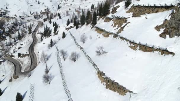 Avalanche Skydd Vintern Metall Staket Skydda Mot Laviner — Stockvideo