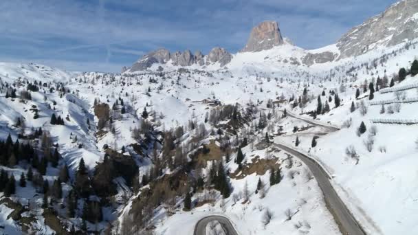 Monte Averau Dolomitach Zimowa Antena Alpach Zimowy Materiał Filmowy — Wideo stockowe