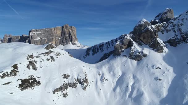 Vue Aérienne Paysage Hivernal Sports Hiver Comme Ski Randonnée Montagne — Video