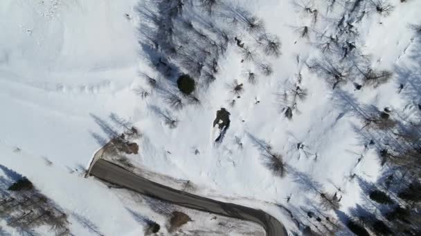 Dağın Tepesinde Virajlı Bir Dağ Yolu Macera Yolu — Stok video