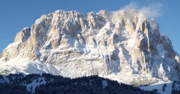 Montagne Sassolungo Val Gardena Italie Beau Paysage Aérien Station Ski — Video