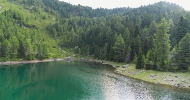 Αεροφωτογραφία Της Λίμνης Στις Άλπεις Όμορφο Τοπίο Πετώντας Πάνω Από — Αρχείο Βίντεο