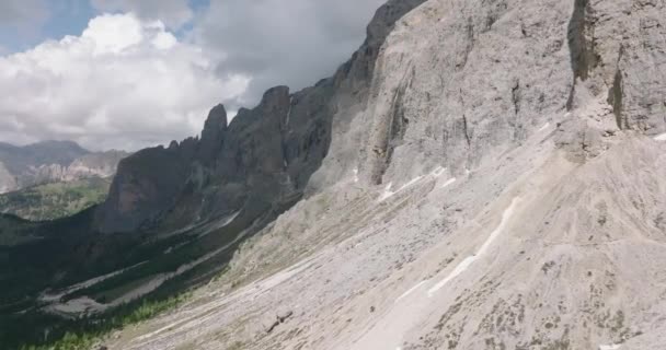 Berglandschap Alpen Vanuit Lucht Episch Uitzicht Sella Mountain Zuid Tirol — Stockvideo