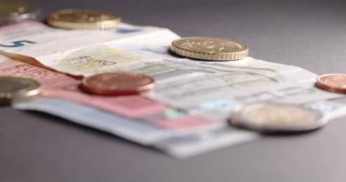 Avrupa 'dan bozukluklar ve banknotlar. Euro Para ve Nakit. Avrupa Birliği Ekonomisi