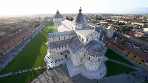 Luftaufnahme Der Piazza Dei Miracoli Pisa Urlaub Italien Berühmtes Wahrzeichen — Stockvideo