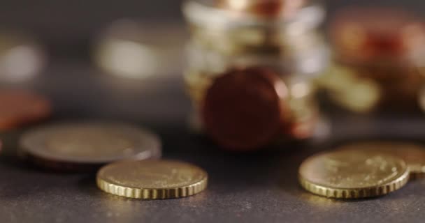 欧洲联盟的欧元硬币 货币和经济 成员国现金和商业 — 图库视频影像