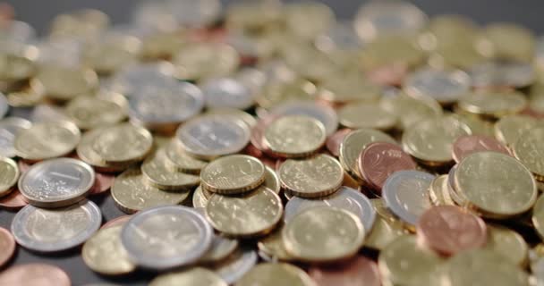 Промисловість Euro Coins Europe Monetary System Багато Різних Монет — стокове відео