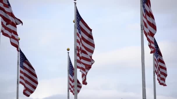 美国国旗缓缓飘扬 新泽西州的国旗广场 在风中飘扬的美国国旗 — 图库视频影像