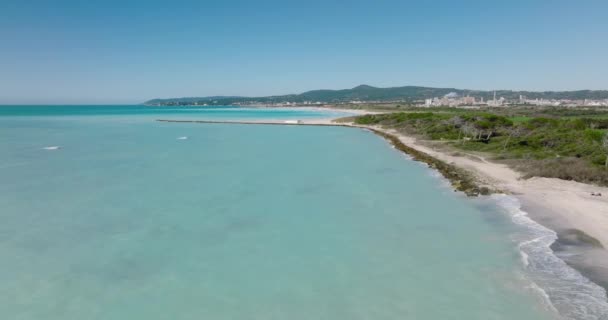Piękny Krajobraz Morski Widok Powietrza Turkusowe Morze Piaszczyste Plaże Włoszech — Wideo stockowe