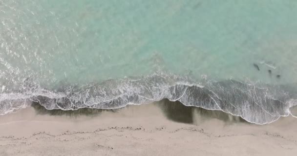 Waves Sandy Beach Aerial View Tropical Beach Top View — Stock Video