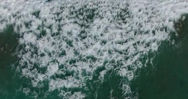 Beautiful Aerial Seascape Waves Breaking Mediterranean Sea Seen Drone Shot — Stock Video