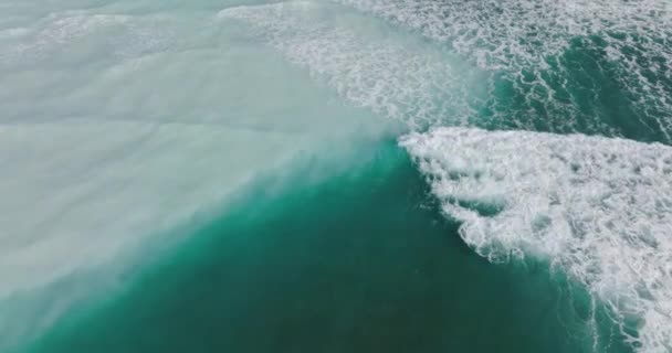 Letecký Pohled Vlny Oceánu Shora Dolů Pohled Moře Proud Vlny — Stock video