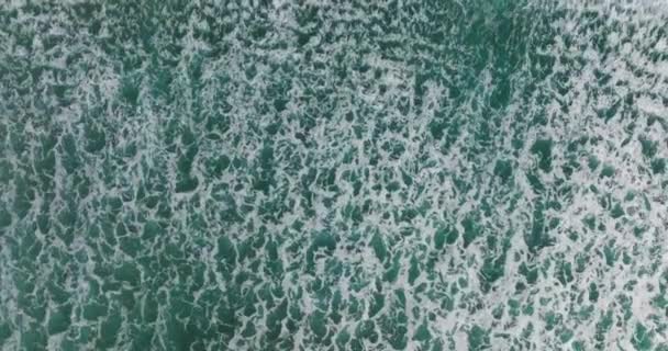 Top View Waves Breaking Shore Aerial Seascape Global Seawater Rising — Stock Video