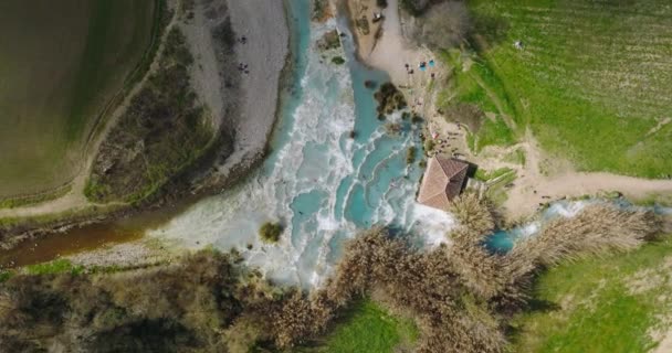 Aerial Natural Spa Waterfalls Hot Springs Saturnia Thermal Baths Grosseto — Αρχείο Βίντεο