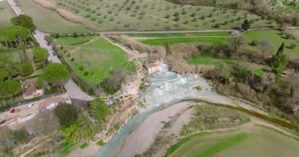 Αεροφωτογραφία Φυσικού Λουτρού Στην Τοσκάνη Της Ιταλίας Ζεστό Κρυσταλλικό Νερό — Αρχείο Βίντεο