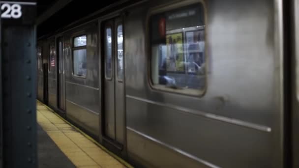 Manhattan Verenigde Staten November 2021 Mta Een Trein Rode Lijn — Stockvideo