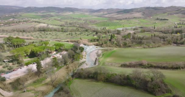 Saturnia Toskana Daki Güzel Kaplıcaların Havadan Manzarası Talya Popüler Turizm — Stok video