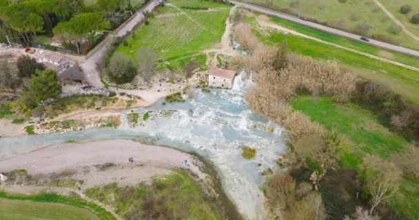 Aérea Saturnia Termas Toscana Italia Relajante Agua Termal Caliente — Vídeos de Stock