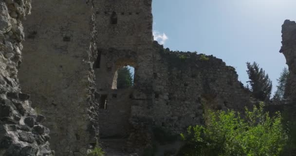 Vista Das Ruínas Antigas Castelo Meio Floresta Sul Tirol Passeios — Vídeo de Stock