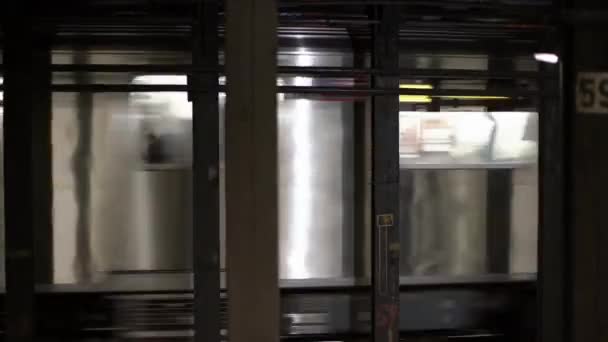 Express Train Speeding Train Station New York City People Subway — 비디오