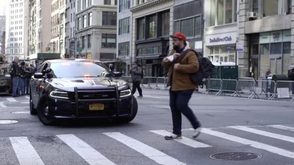 Manhattan Usa Novembre 2021 Incrociatore Della Polizia New York New — Video Stock