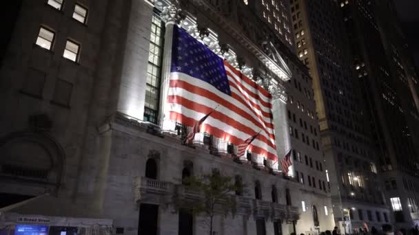 Manhattan Estados Unidos Noviembre 2021 Bolsa Nueva York Por Noche — Vídeos de Stock