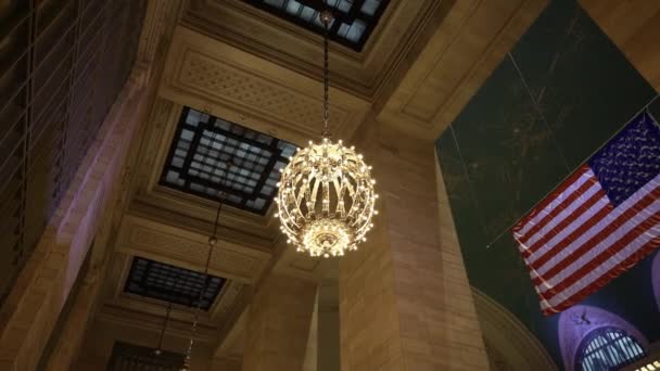 Csillár Manhattani Grand Central Állomáson New Yorkban Kilátás Gyönyörű Fény — Stock videók