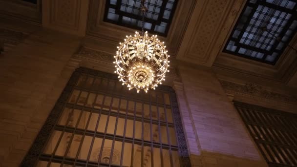 Kroonluchter Grand Central Station Manhattan New York City Uitzicht Van — Stockvideo