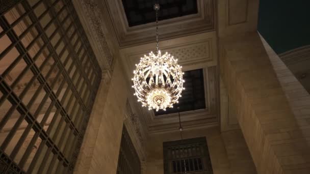 Kroonluchter Grand Central Station Manhattan Nyc Mooi Interieur Van Het — Stockvideo