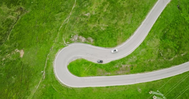 Hairpin Road Shora Letecký Pohled Vzrušující Alpskou Silnici Alpách — Stock video