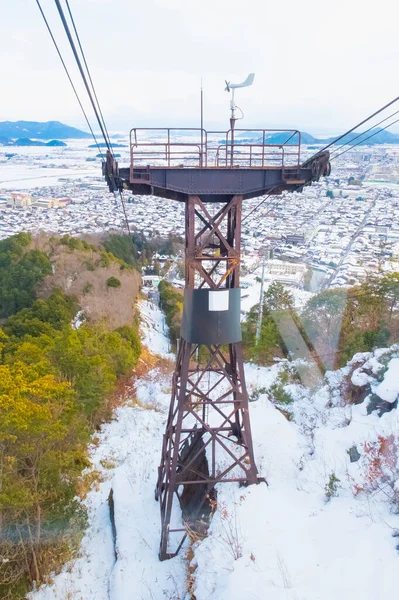 Montacarichi Vista Dall Alto Bella Vista Sulla Neve Sulla Montagna — Foto Stock