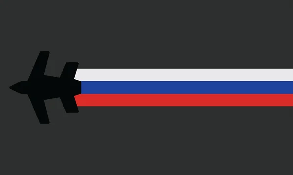 Flugzeug Mit Der Russischen Flagge Das Hintergrundsymbol Ebene Schwarz — Stockvektor