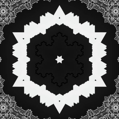 Etnik çiçek desenli el yapımı mandala sanatı. Boyama sayfası - kaindala, yetişkinler için ruhsal rahatlama, vektör illüstrasyonu, beyaz arka planda izole edilmiş. Zen karalaması, meditasyon