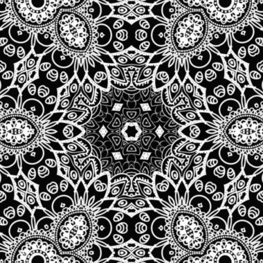 Etnik çiçek desenli el yapımı mandala sanatı. Boyama sayfası - kaindala, yetişkinler için ruhsal rahatlama, vektör illüstrasyonu, beyaz arka planda izole edilmiş. Zen karalaması, meditasyon