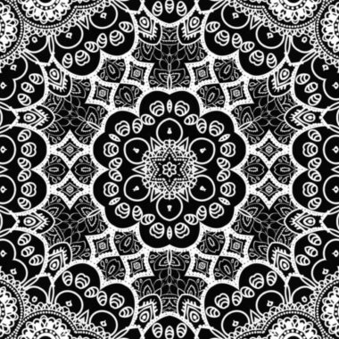 Etnik çiçek desenli el yapımı mandala sanatı. Boyama sayfası - kaindala, yetişkinler için ruhsal rahatlama, vektör illüstrasyonu, beyaz arka planda izole edilmiş. Zen karalaması, meditasyon