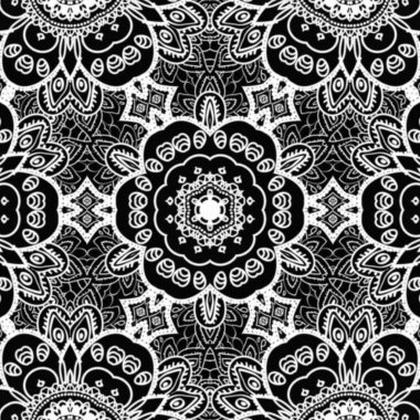 Etnik çiçek desenli el yapımı mandala sanatı. Boyama sayfası - kaindala, yetişkinler için ruhsal rahatlama, vektör illüstrasyonu, beyaz arka planda izole edilmiş. Zen karalaması, meditasyon