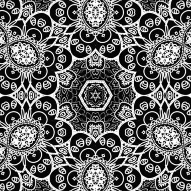 Etnik çiçek desenli el yapımı mandala sanatı. Boyama sayfası - kaindala, yetişkinler için ruhsal rahatlama, vektör illüstrasyonu, beyaz arka planda izole edilmiş. Zen karalaması, meditasyon