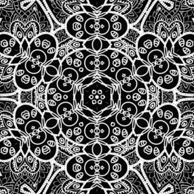 Etnik çiçek desenli el yapımı mandala sanatı. Boyama sayfası - kaindala, yetişkinler için ruhsal rahatlama, vektör illüstrasyonu, beyaz arka planda izole edilmiş. Zen karalaması, meditasyon