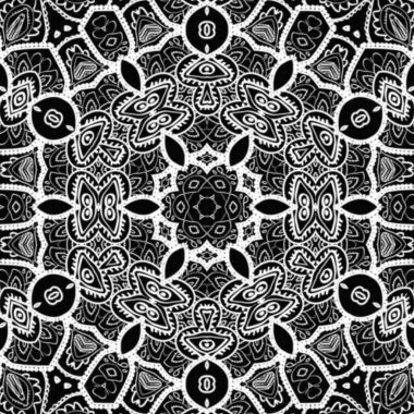 Etnik çiçek desenli el yapımı mandala sanatı. Boyama sayfası - kaindala, yetişkinler için ruhsal rahatlama, vektör illüstrasyonu, beyaz arka planda izole edilmiş. Zen karalaması, meditasyon