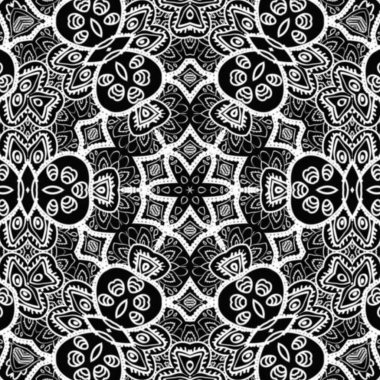 Etnik çiçek desenli el yapımı mandala sanatı. Boyama sayfası - kaindala, yetişkinler için ruhsal rahatlama, vektör illüstrasyonu, beyaz arka planda izole edilmiş. Zen karalaması, meditasyon