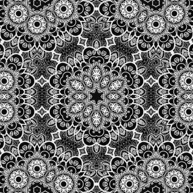 Etnik çiçek desenli el yapımı mandala sanatı. Boyama sayfası - kaindala, yetişkinler için ruhsal rahatlama, vektör illüstrasyonu, beyaz arka planda izole edilmiş. Zen karalaması, meditasyon