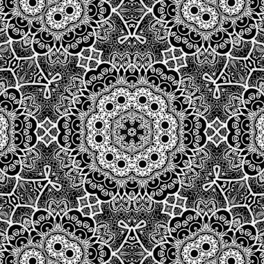 Etnik çiçek desenli el yapımı mandala sanatı. Boyama sayfası - kaindala, yetişkinler için ruhsal rahatlama, vektör illüstrasyonu, beyaz arka planda izole edilmiş. Zen karalaması, meditasyon