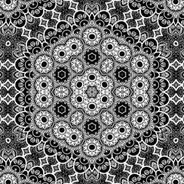 Etnik çiçek desenli el yapımı mandala sanatı. Boyama sayfası - kaindala, yetişkinler için ruhsal rahatlama, vektör illüstrasyonu, beyaz arka planda izole edilmiş. Zen karalaması, meditasyon